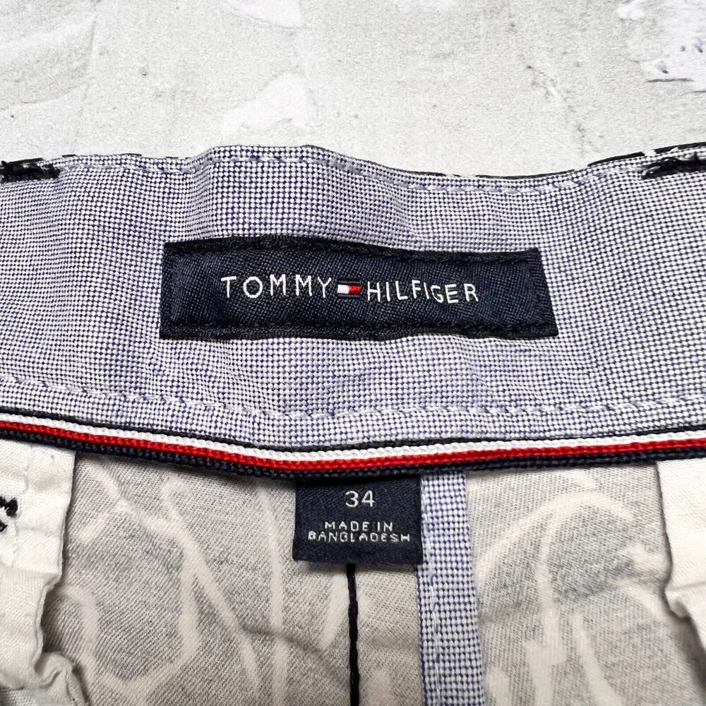 Tommy Hilfiger Floral Chino Shorts SIZE 34 Navy Hawaiian Print Cotton Summer